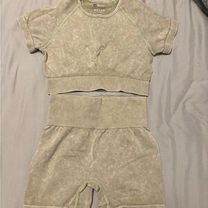 Amazon Women's Athletic Shorts Set in Light Olive Green